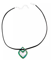 Jay King Reversible Turquoise Pendant Sterling Silver Black Suede Necklace 20"